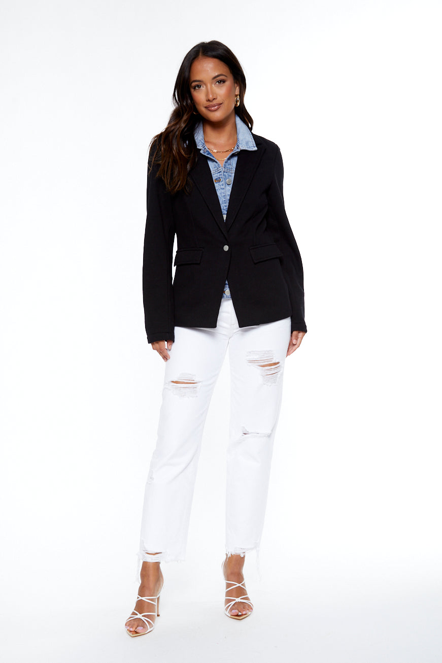 Helen Blazer in Black With Removable Denim Insert