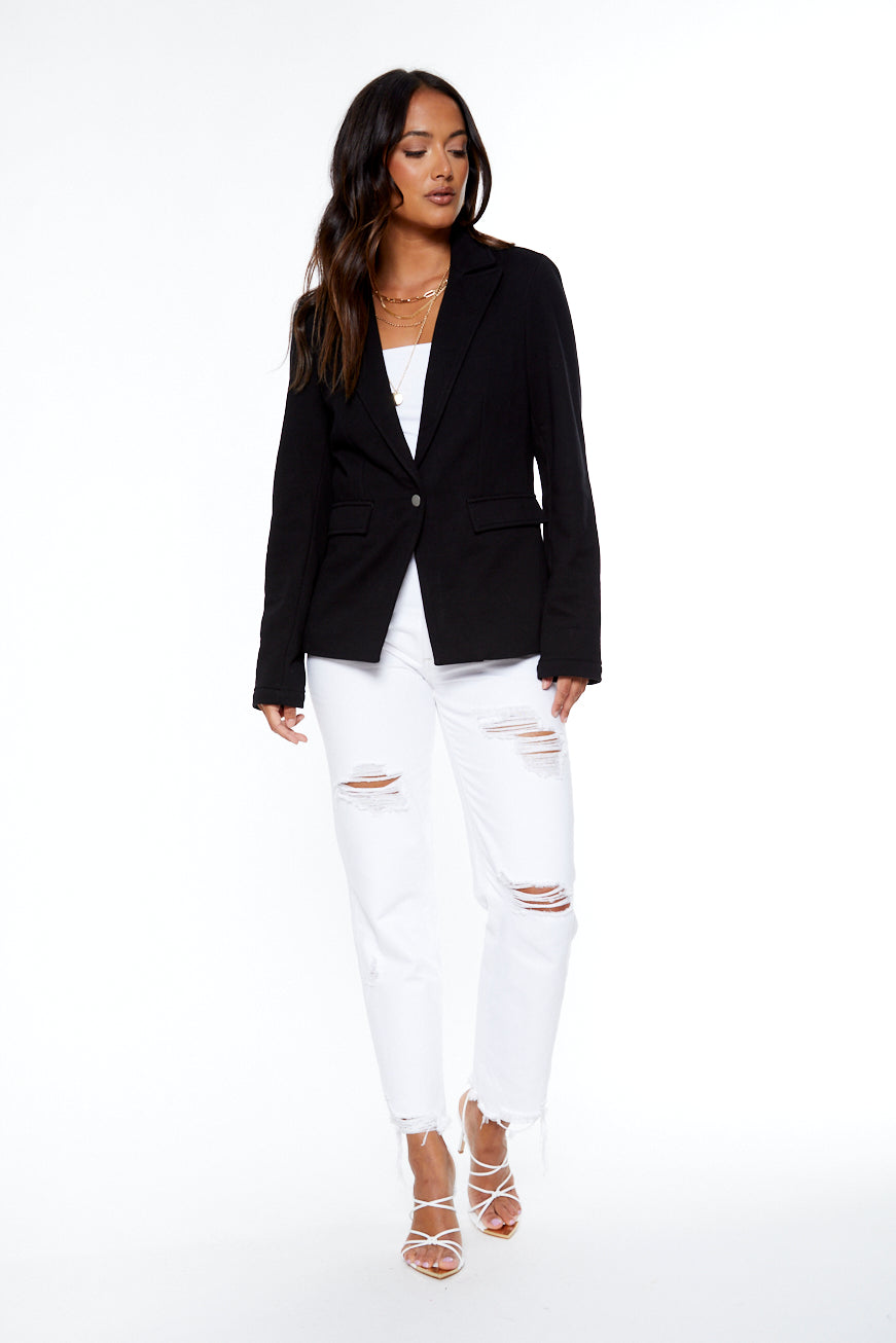 Helen Blazer in Black With Removable Denim Insert