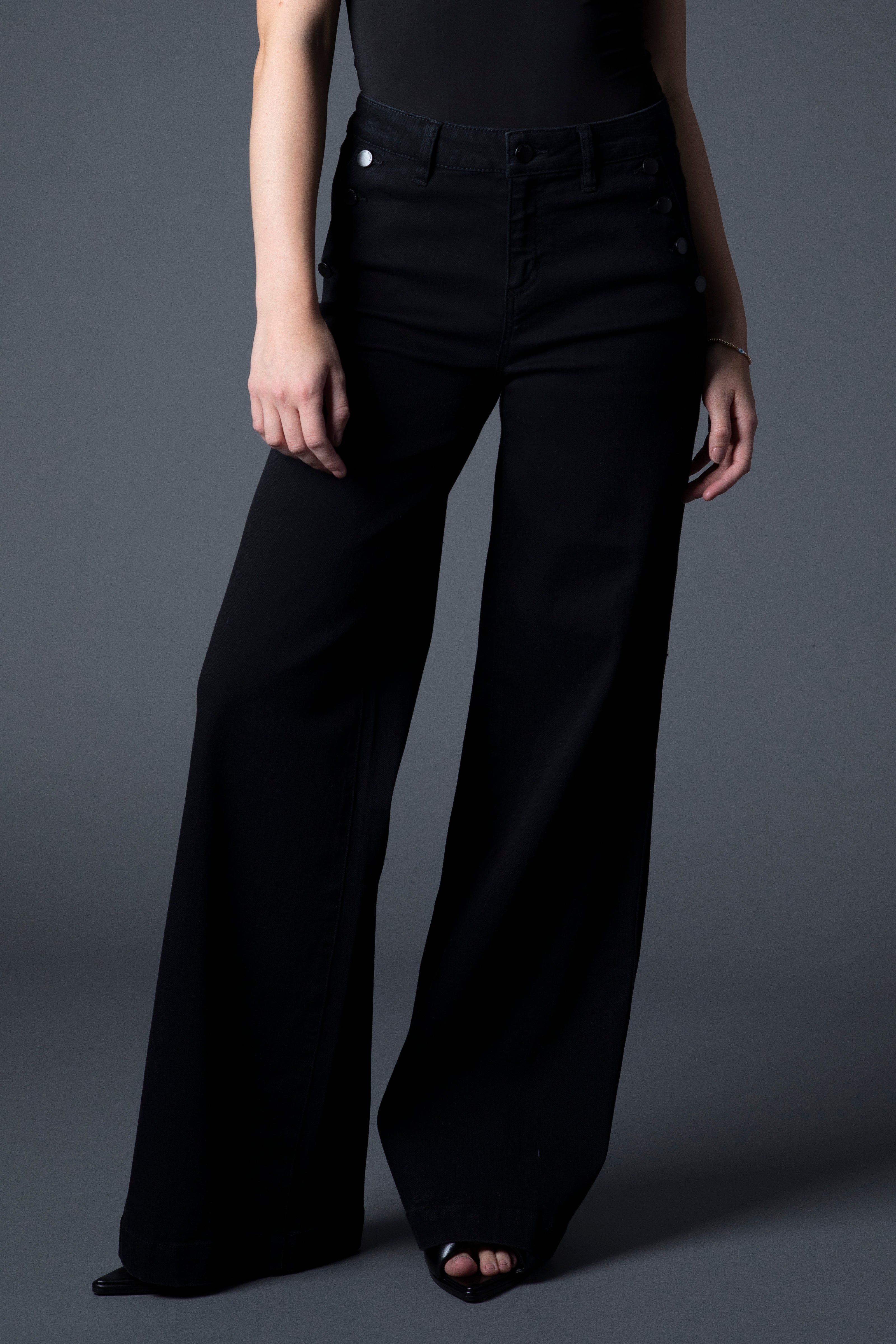 Selena Recycled Wide Leg Trouser in Black