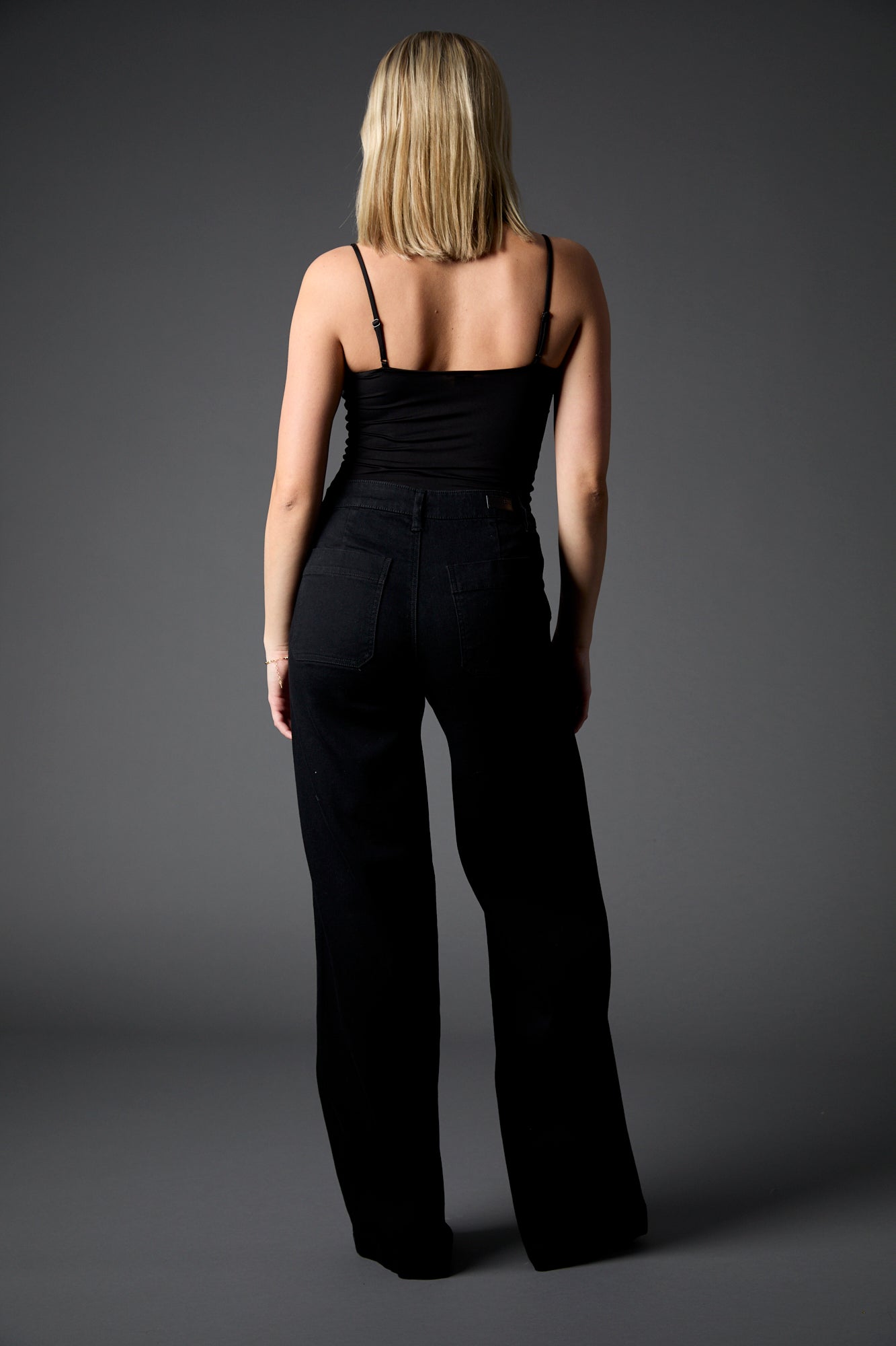 Selena Recycled Wide Leg Trouser in Black