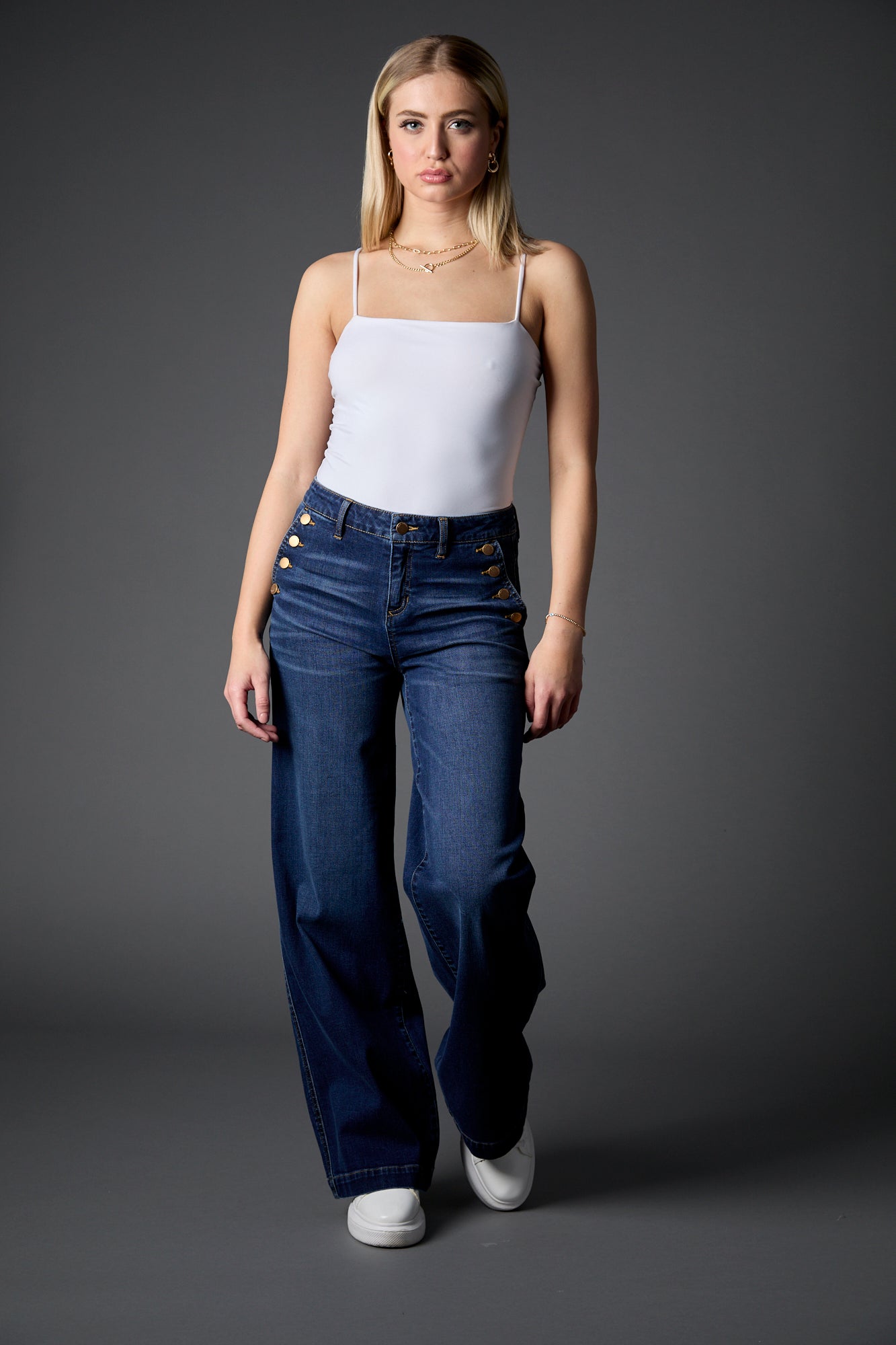 Selena Recycled Wide Leg Trouser in Deep Sea